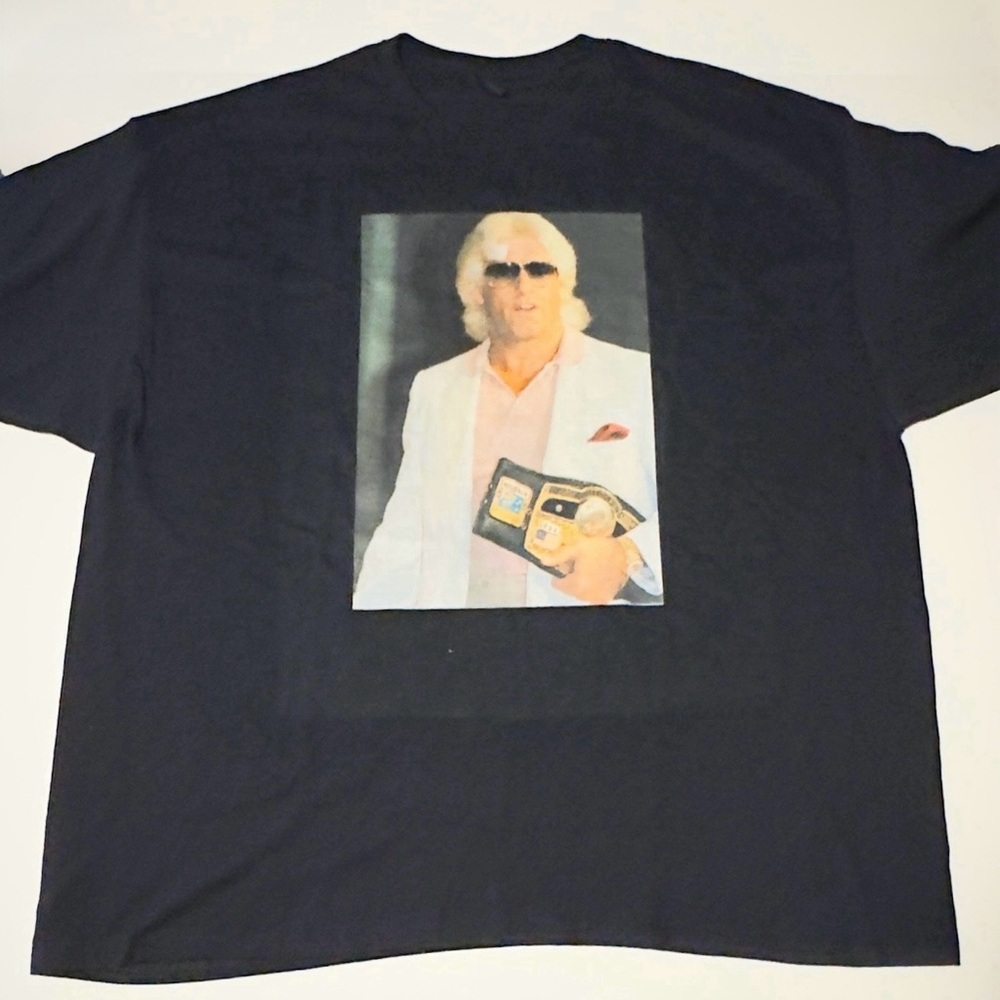 Ric Flair Size 3XL Black T Shirt WWE WCW TNA Pro Wrestling Shirt Short Sleeve